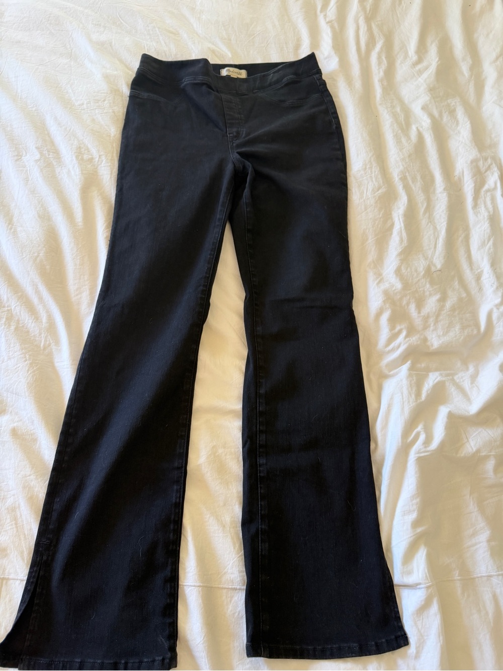 Madewell Black Flare Jeans, pull on,